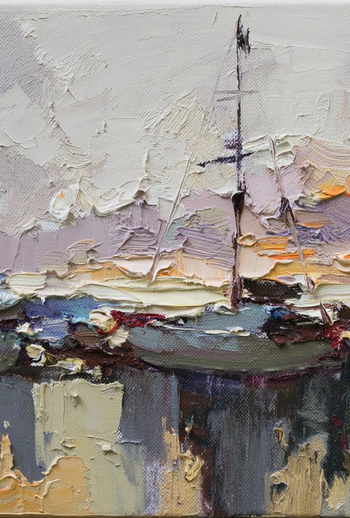Sailing yachts  Original seascape painting by Anastasiia Valiulina