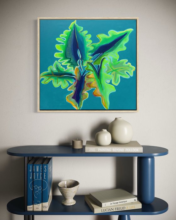 Blue and Green Alocasia Study
