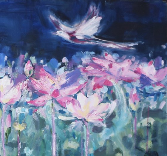 Oil painting Sleep Secret garden Lily