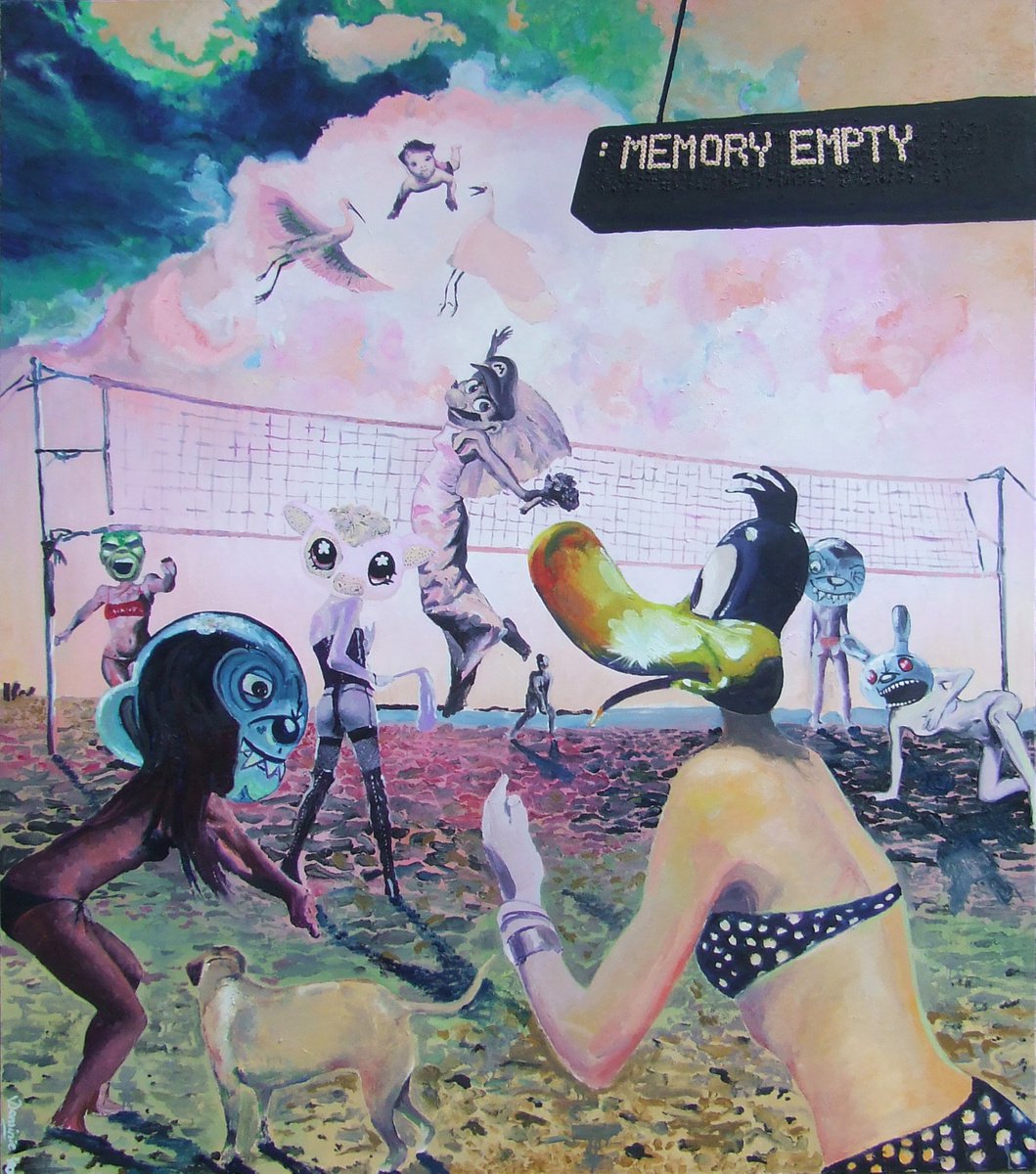 Surrealistic Landscape Oil Painting By Dominic Virtosu, 59 X 67, Memory Empty, Original Artwork