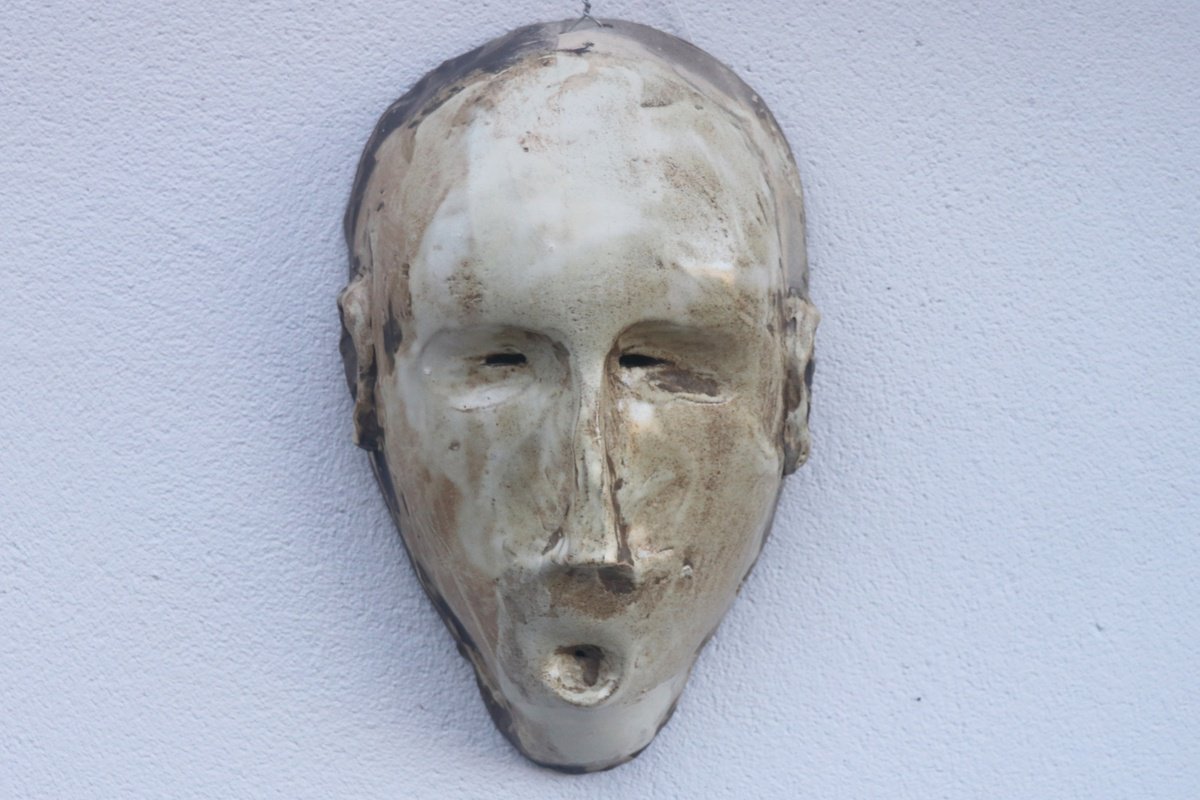 Geometric Abstract Clay Sculpture By Koen Lybaert, 7 X 9", Mask 29012025, Original Artwork