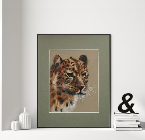 Leopard portrait  (pastel) by Olga Tchefranov (Shefranov)