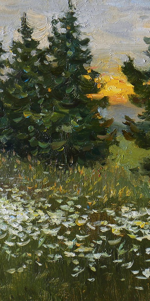 Evening Wildflowers - summer sunny landscape, painting by Nikolay Dmitriev