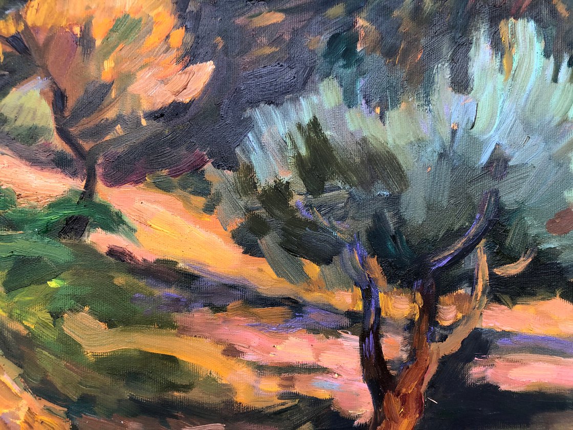 Cyprus Olive Twine Tree 2. Oil Painting on shipping Canvas ORIGINAL Cyprus Landscape Oil Painting