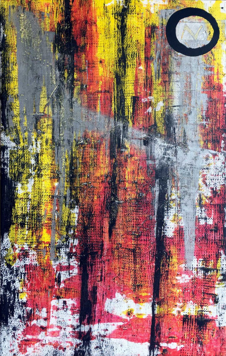 Abstract Acrylic Painting By Mattia Paoli, 20 X 30", Fire, Original Artwork