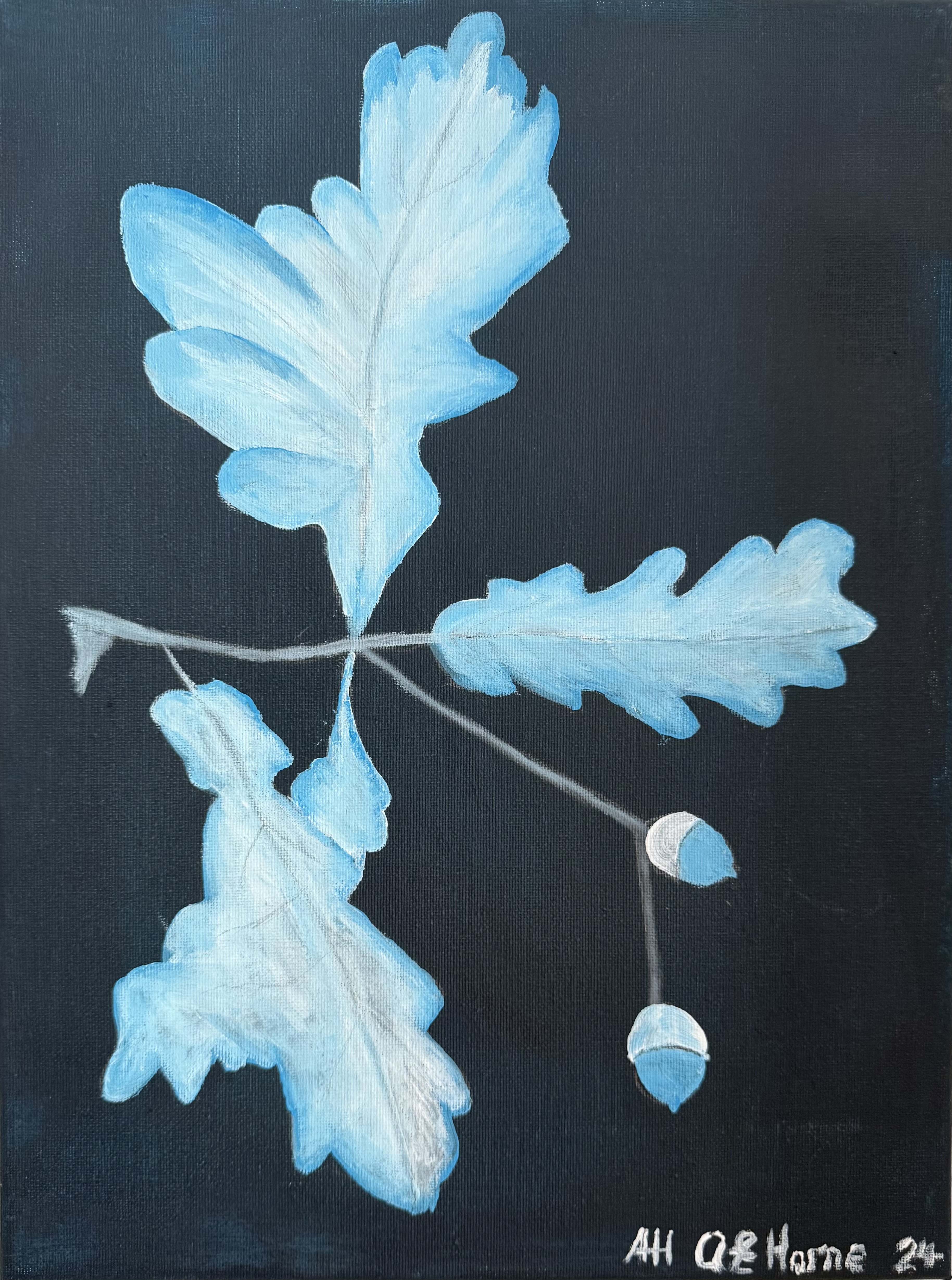 Abstract Acrylic Painting By Alan Horne Art Originals, 12 X 16, Acorn Blue, Original Artwork