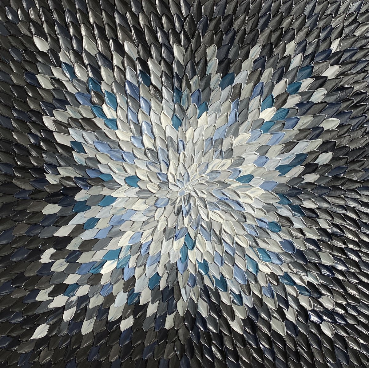 Geometric Abstract Acrylic Painting By Guzaliya Xavier, 30 X 30, Colors Of Darkness, Original Artwork