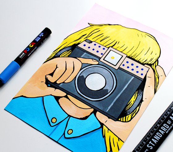 Retro Camera A4 Painting