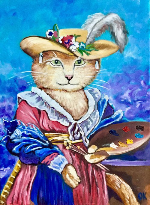 ARTIST. FELINE ART. CAT IN A HAT. by Olga Koval