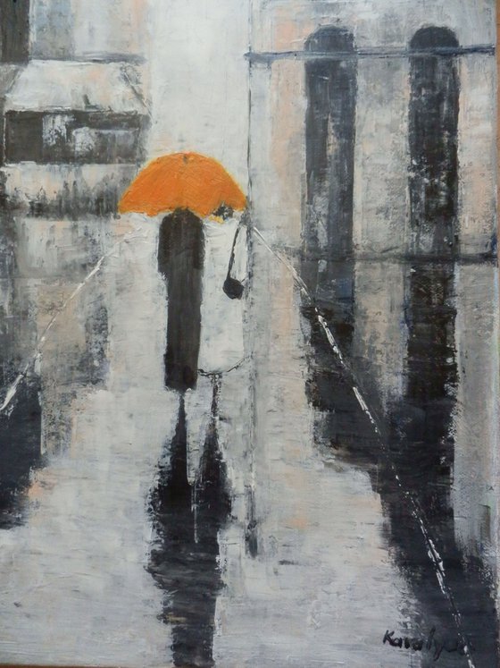 Two women in the rain