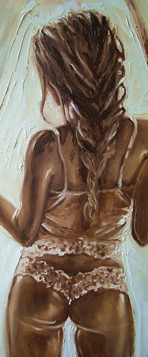 " MORNING ... " - original oil painting on canvas, palette knife by Monika Luniak