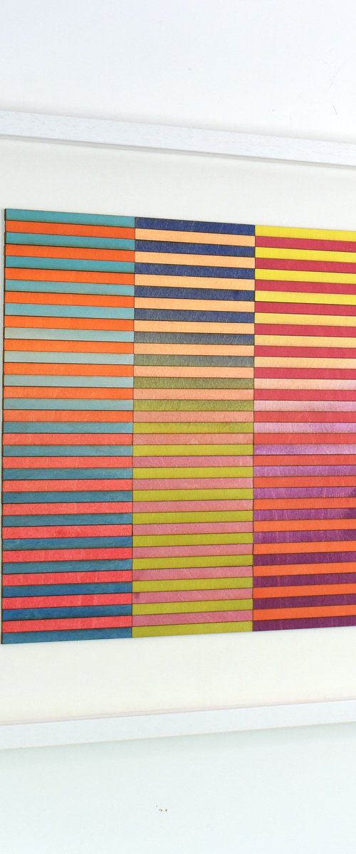 Three panel original abstract mixed media painting by Amelia Coward