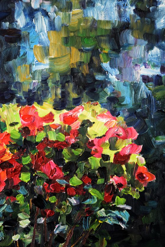 Rose garden large oil painting on canvas