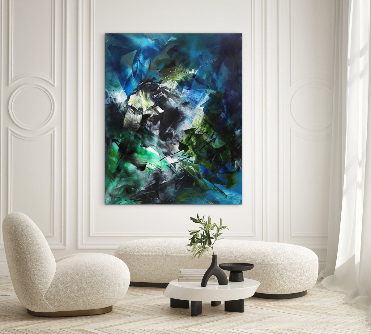  Echoes Of Blue And Green By Paresh Nrshinga Frsa, 44 X 55, Artwork For Sale On Artfinder