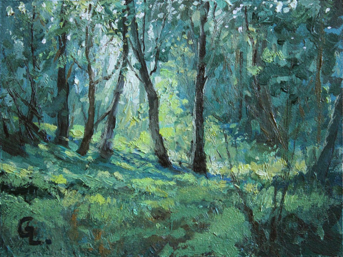 In the woods 15x20 cm. by Linar Ganeev