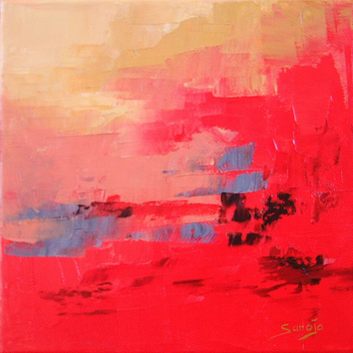 Red Reflexions Ref1077-20Q By Saroja Van Der Stegen, 9 X 9, Artwork For Sale On Artfinder