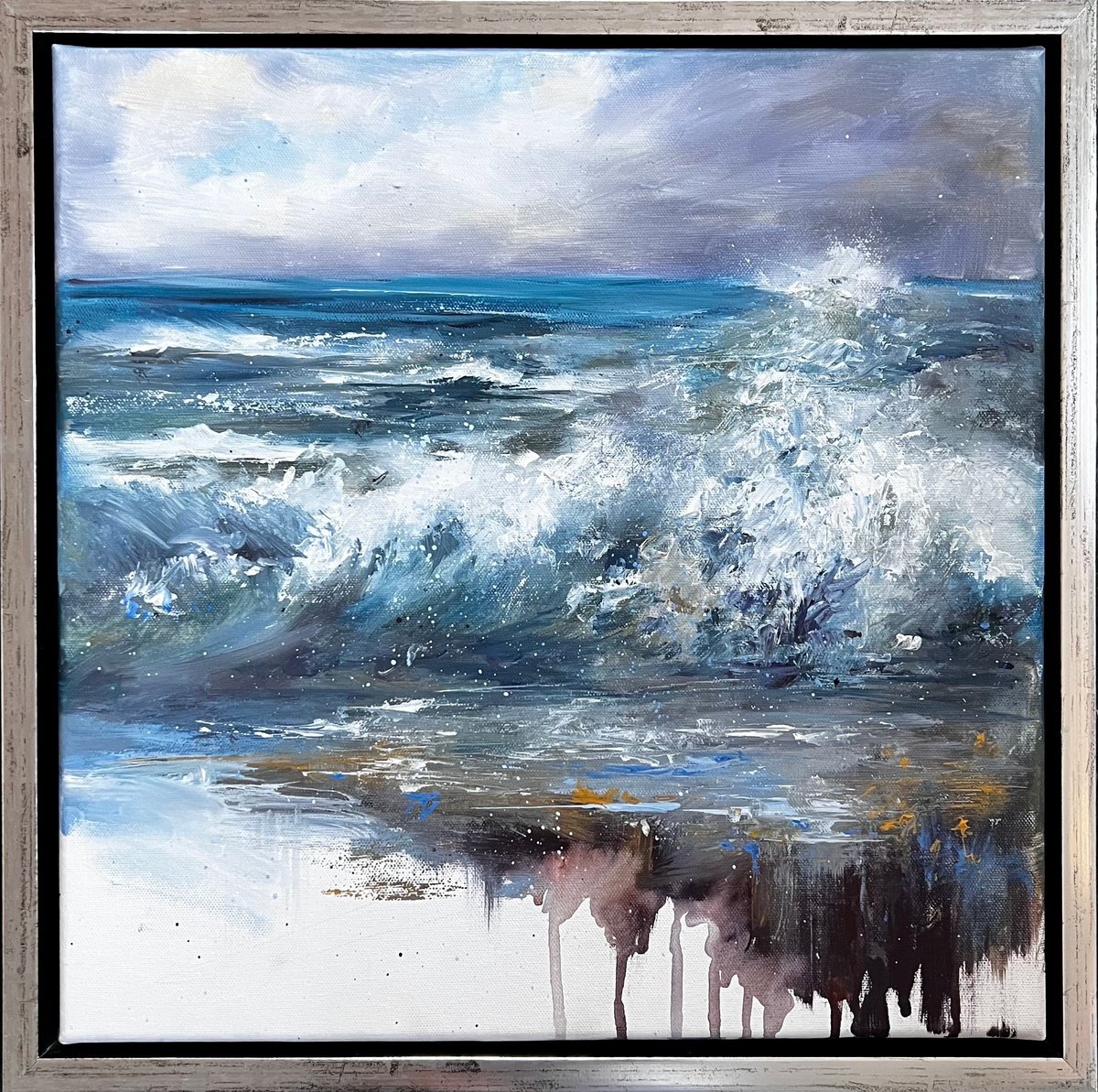 Breaking Sea wave, Seascape in Storm Painting on Canvas by Yana Ivannikova