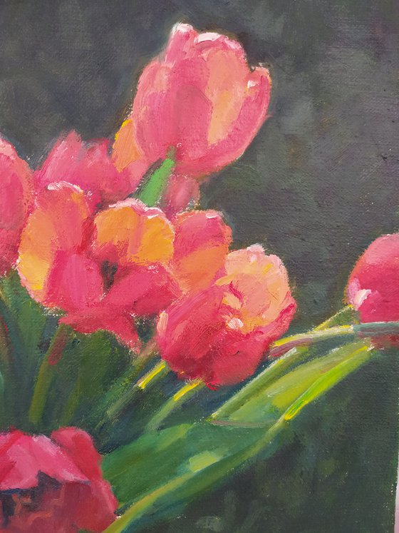 Tulips in a jar