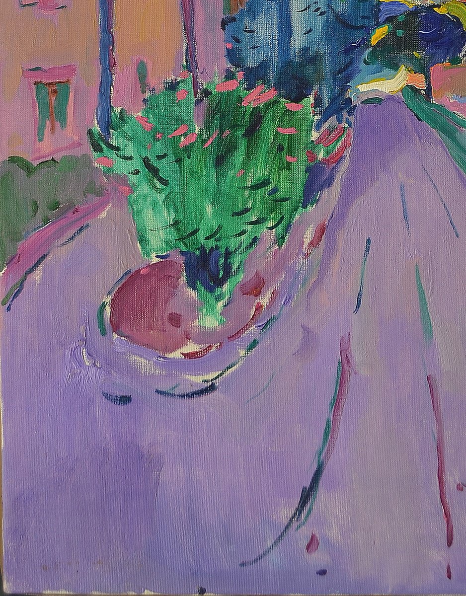 Impressionistic Landscape Oil Painting By Alexander Shandor, 24 X 31, Prcanj Waterfront, Original Artwork