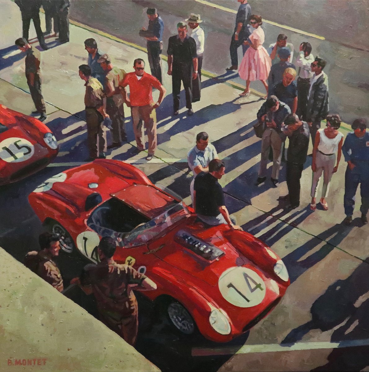 Photorealistic Portrait Oil Painting By Benoit Montet, 34 X 34, Ferrari Stand , Original Artwork