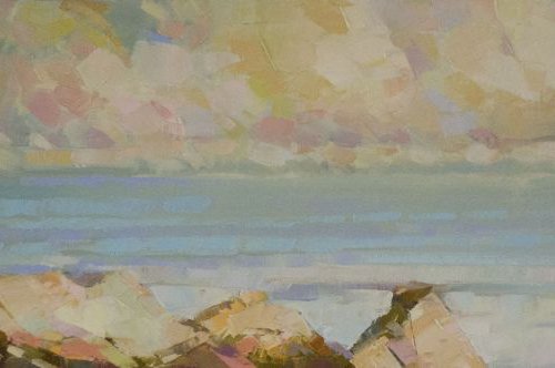 South Bay Cliffs Handmade Original oil painting on Canvas One of a kind Signed Painting by Vahe Yeremyan