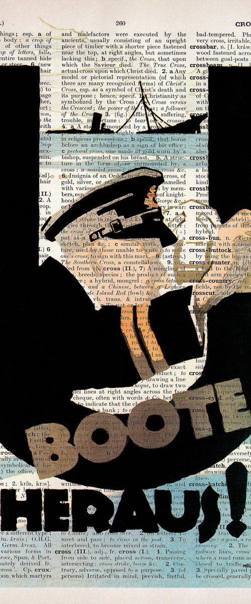 U-boats Out! - Collage Art Print on Large Real English Dictionary Vintage Book Page by Jakub DK - JAKUB D KRZEWNIAK
