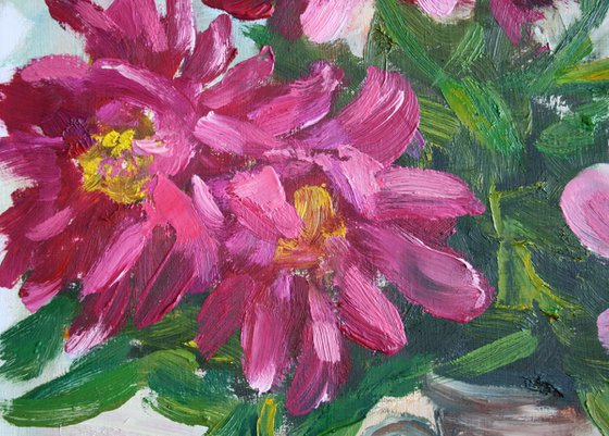 Peonies in Vase I /  ORIGINAL PAINTING