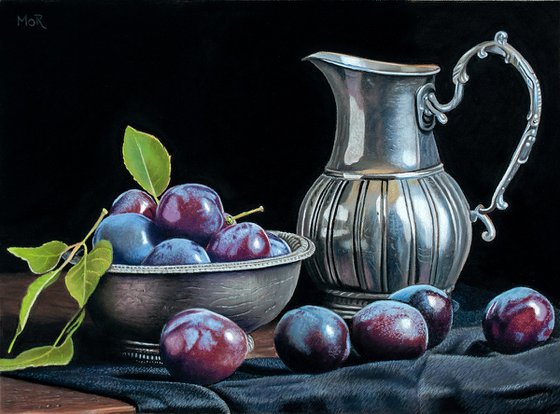 Still Life with Plums and Silver Jug