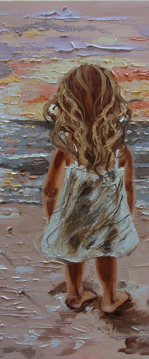 " TIME TO BACK HOME...  " for A. SEA original painting palette knife GIFT ANGEL MODERN URBAN ART OFFICE ART DECOR HOME DECOR GIFT IDEA by Monika Luniak