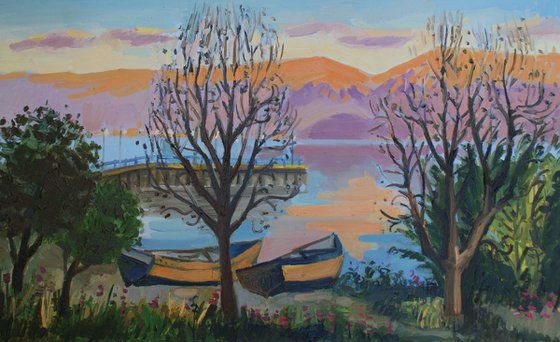 Sunset near lake