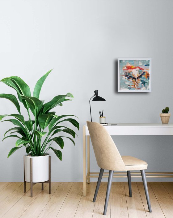 Sunlit Boat Reflections