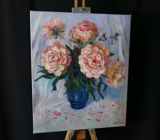 Peonies in The Blue Vase