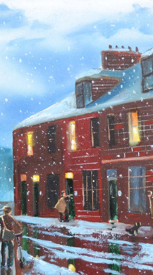 Winter street "sweet shop" (16 " x 12 ") by Gordon Bruce