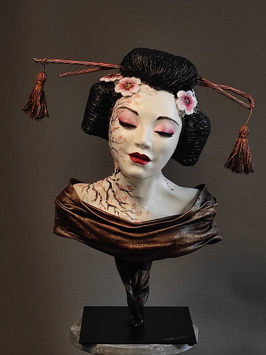 Expressive Portrait Sculpture By Elena Kraft, 16 X 20, Chio Chio San , Original Artwork