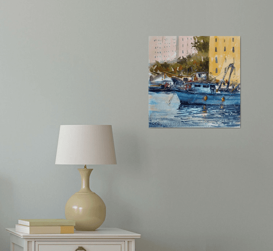 Camogli blue boat