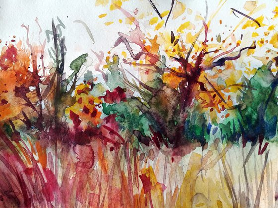 Autumn in South Park - Watercolor Painting by Georgi Nikov