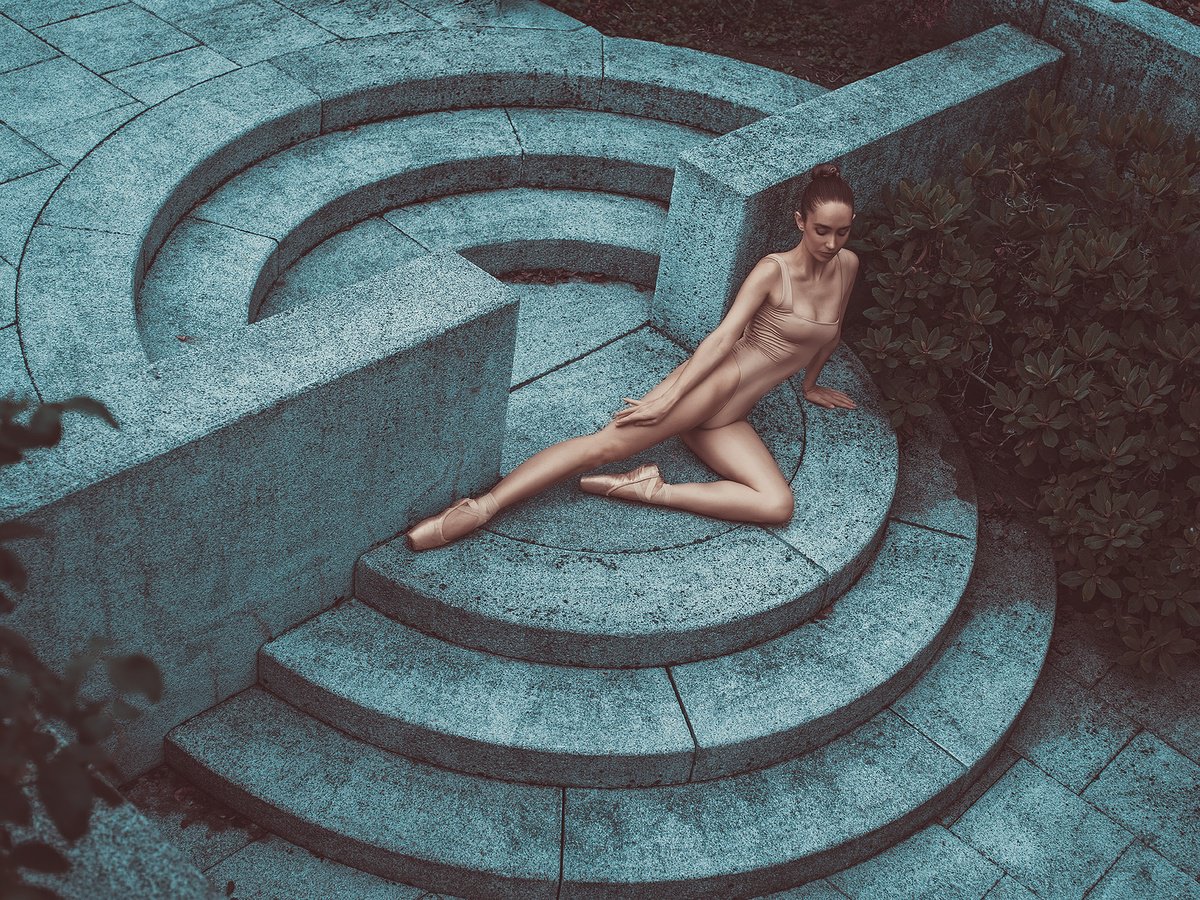 ballerina on stairs by Dan Hecho