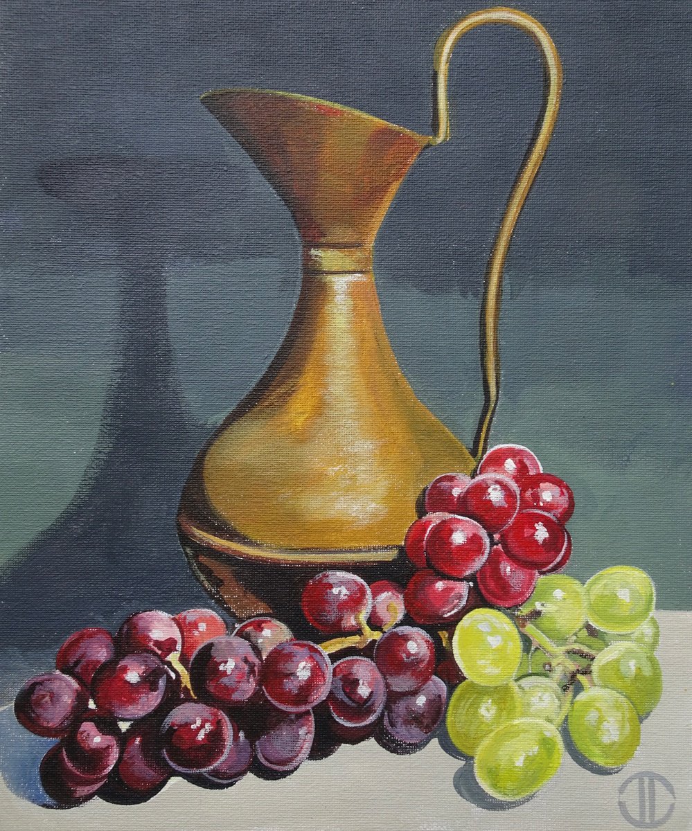 Copper Jug and Grapes by Joseph Lynch