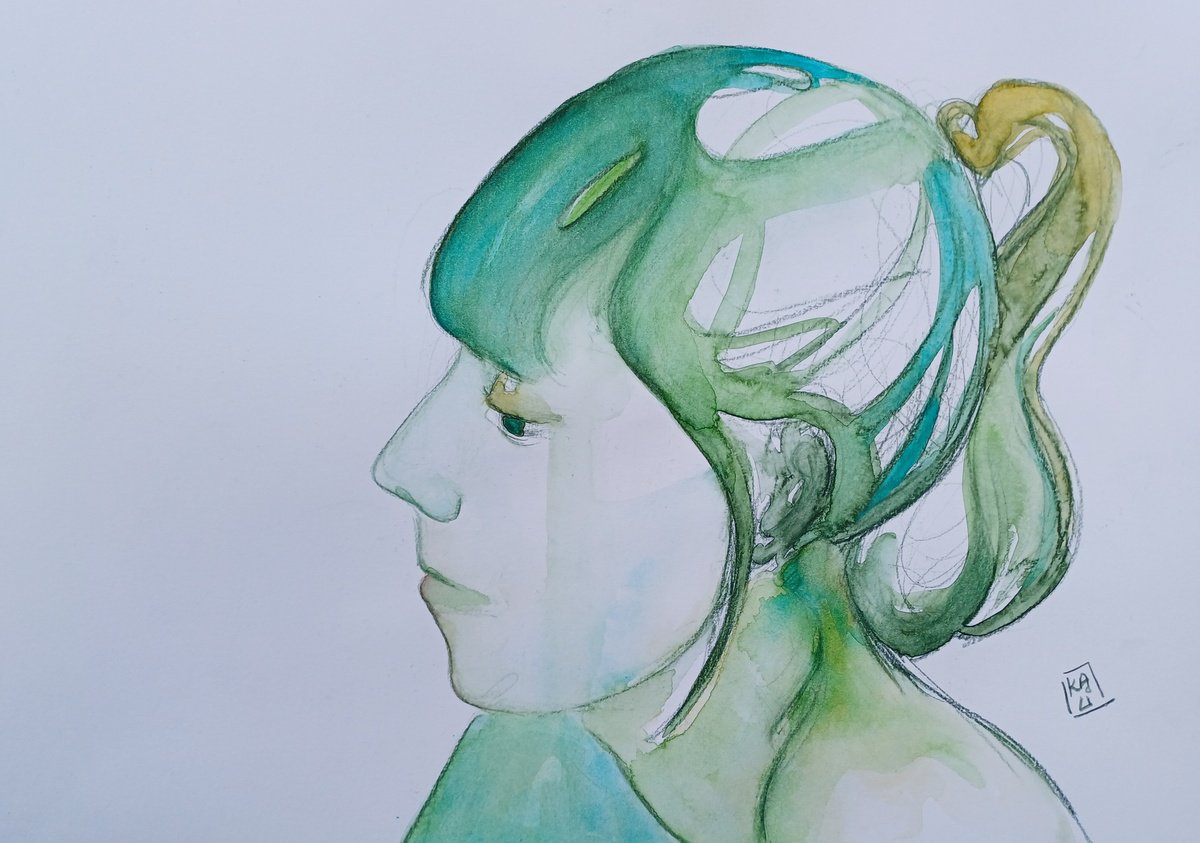 Impressionistic Portrait Charcoal Drawing By Karin Lichtenegger, 17 X 11", Silvia, Original Artwork