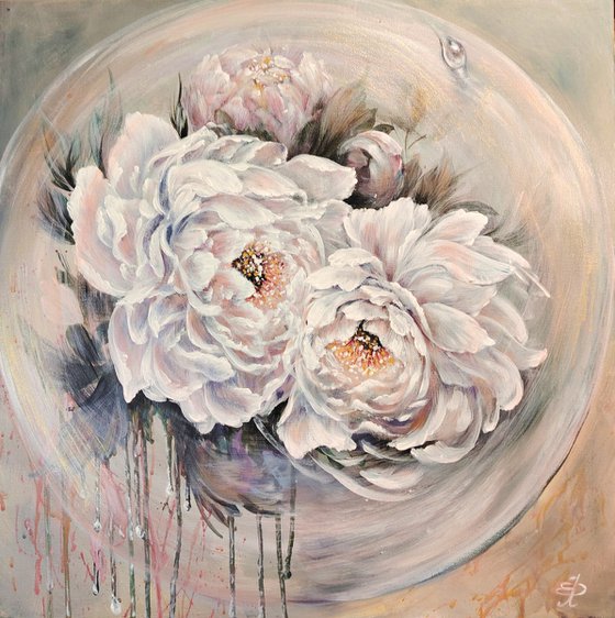 Embrace of peonies. Original.