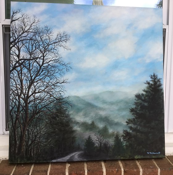 Blue Ridge Morning Mists - oil 23.75X23.75 inch canvas (SOLD)