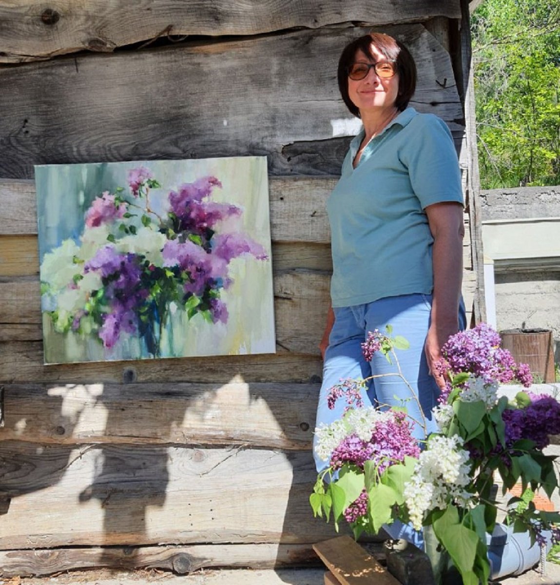 Impressionistic Botanical Oil Painting By Olha Laptieva, 28 X 24", My Lilac And Spring Scent, Original Artwork