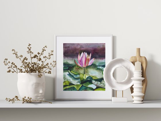 Lotus flower - original watercolor artwork