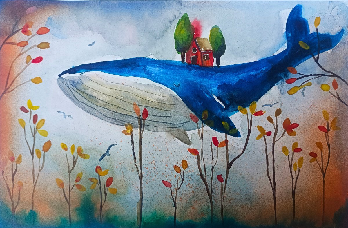 Illustrative Animal Watercolour By Evgenia Smirnova, 12 X 8, The Silence Journey (Small), Original Artwork