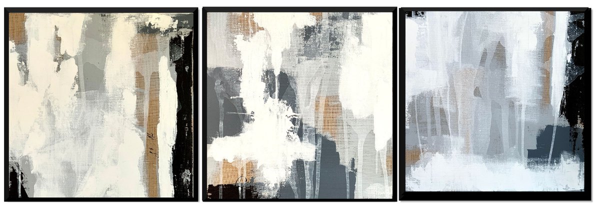 Abstract No. 1819-2-4 black & white -set of 3 - by Anita Kaufmann