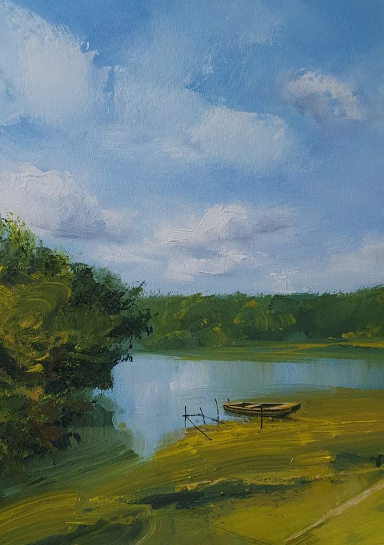 " River backwater in the summer "