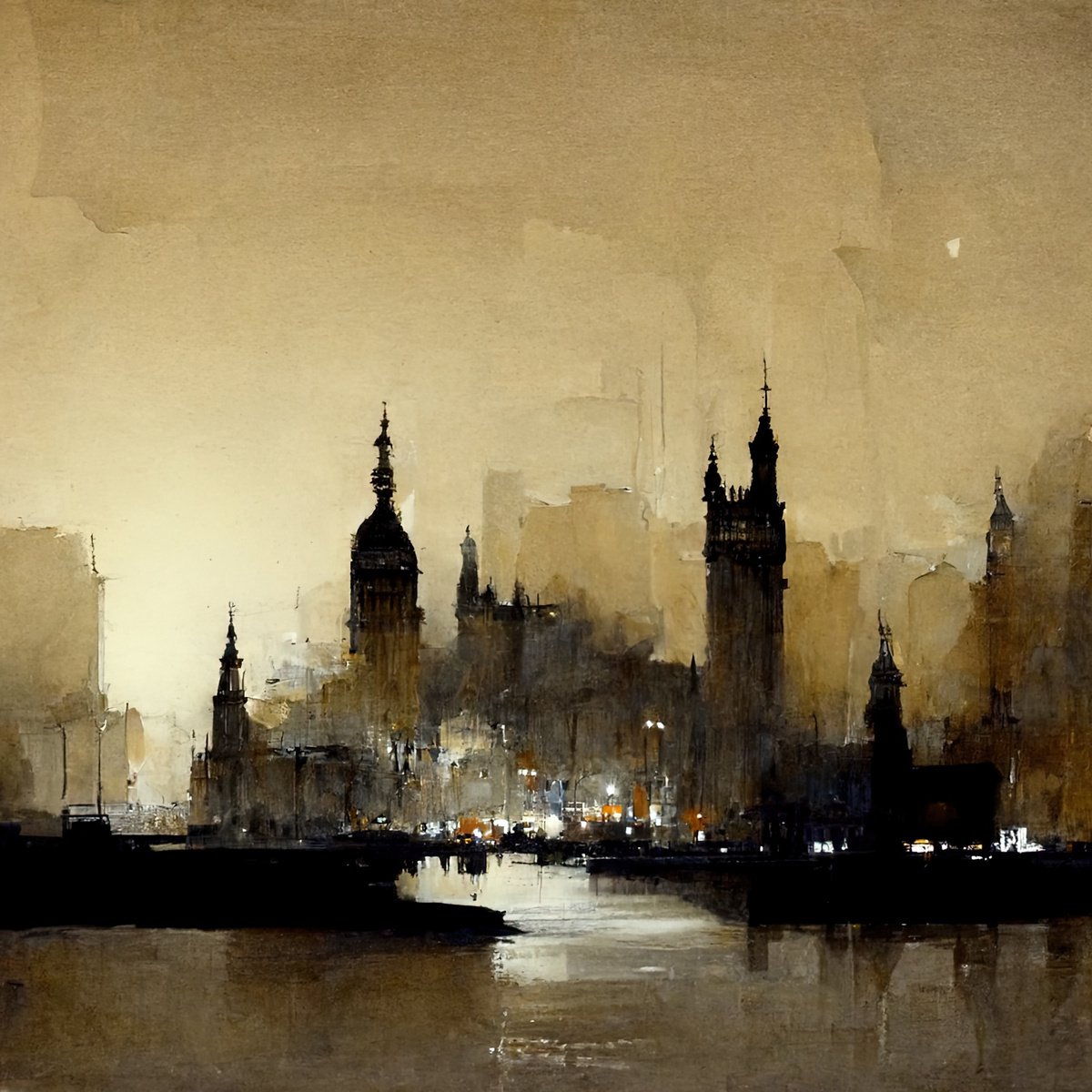 Digital Painting Abstract London v4 by Yulia Schuster