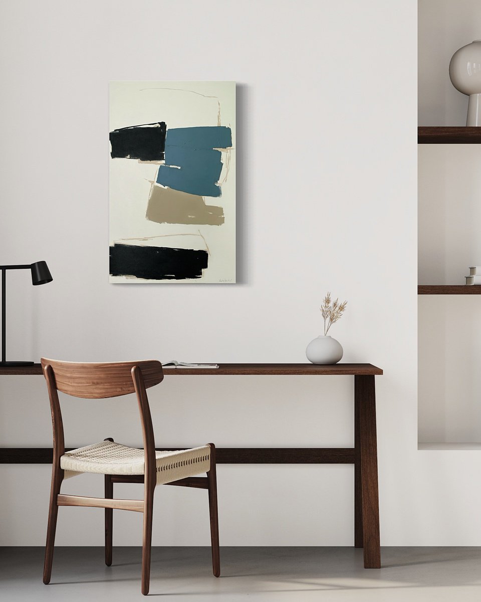 Abstract Acrylic Painting By Andrea Reichhart, 20 X 31, Elio Study Ii, Original Artwork