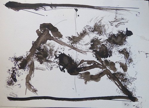Black and white Expressive Drawing 5, 29x41 cm by Frederic Belaubre