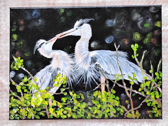 BLUE HERONS IN LOVE